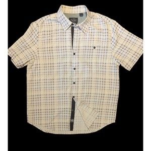 Nat Nast Men's Silk Shirt Plaid Size Large‎ Short Sleeve American Fit FAST SHIP
